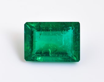 15 Ct Lab Emerald Gemstone: Rectangle Cut Loose Stone (19X14X9 mm)