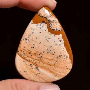 Mind Blowing AAA+ Quality 100% Natural Picture Jasper Pear Shape Cabochon Loose Gemstone 66.5 Ct. 45X35X6 mm For Making Jewelry R-353