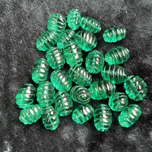 Emerald Carved Tumbled Gemstone Lab Created Emerald Color Drilled Gemstone For Making Jewelry 12X14 MM 15X19 mm,  25 Pcs , 425 Ct