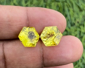 Lab Yellow Sapphire Gemstone: Hexagon Cut Loose Stone (5-20 MM)