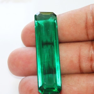 51 Ct. Natural Emerald Cut Lab Created Emerald Rectangle 54X14X9 mm Wholesale Gemstone Emerald Stone For Emerald  Rectangle Stone C-2114