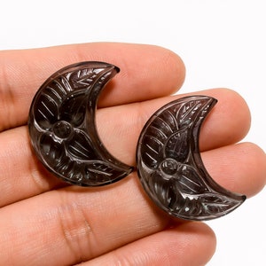 Fantastic Top Grade Quality Lab Created Spinal Crescent Moon Shape Carved Loose Gemstone Pair For Making Earrings 41 Ct. 25X21X6 mm R-5077