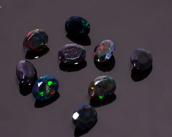 Opal Jewelry Stone Natural Black Ethiopian Opal Oval Shape Cut Stone Gemstone 1 Pcs For Making Jewelry 1 Ct. 8X6X4 mm R-5325