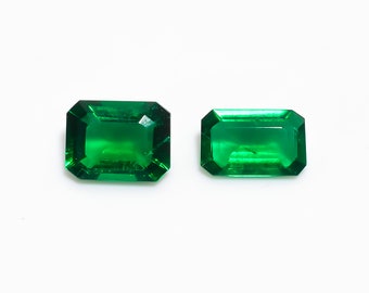 Lab Emerald Gemstones: Radiant Cut, 9.5 Ct, 13x10 & 12x8 mm (2 Pcs)