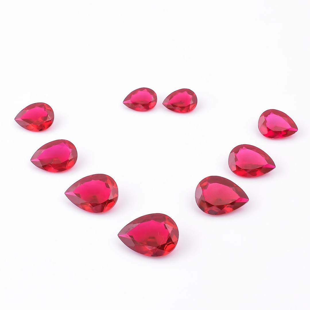 108 Ct. Lab Ruby Cut Stone Neckless Ruby Lot Lab Ruby Pear Etsy