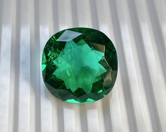 Lab Created Emerald: 45 Ct Cushion Cut Loose Gemstone
