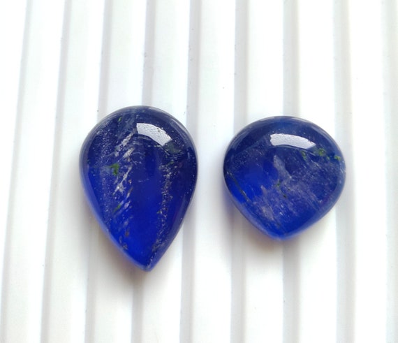 Natural Blue Sapphire Doublet Quartz Pear Shape Pcs Cabochon Loose  Gemstone 36 For Making Jewelry 18X18X8-18X24X8 mm C-128