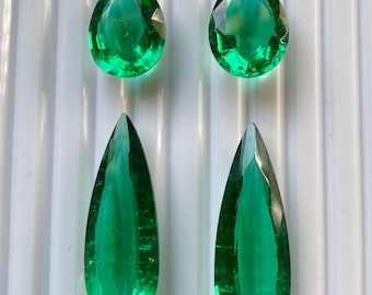 Lab Emerald Pear Cut Stone: 60 Ct Jewelry Making Gemstone