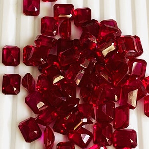 Classé AAA, rouge vif, taillé à la main, rubis brillant à facettes créé en laboratoire 4 x 6 mm, 15 x 20 mm, rubis, bijoux en rubis -1 pièce