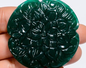 Carved Lab-Created Emerald Gemstone: Fancy Floral Shape, 143 Ct