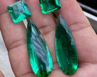 Lab Created Emerald Gemstone: Pear and Square Cut, 58 Ct