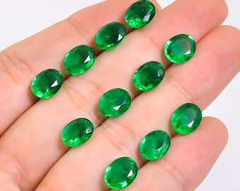 Oval Lab Created Emerald: Loose Gemstone for Jewelry Making (2 Ct, 9X7X6 mm)
