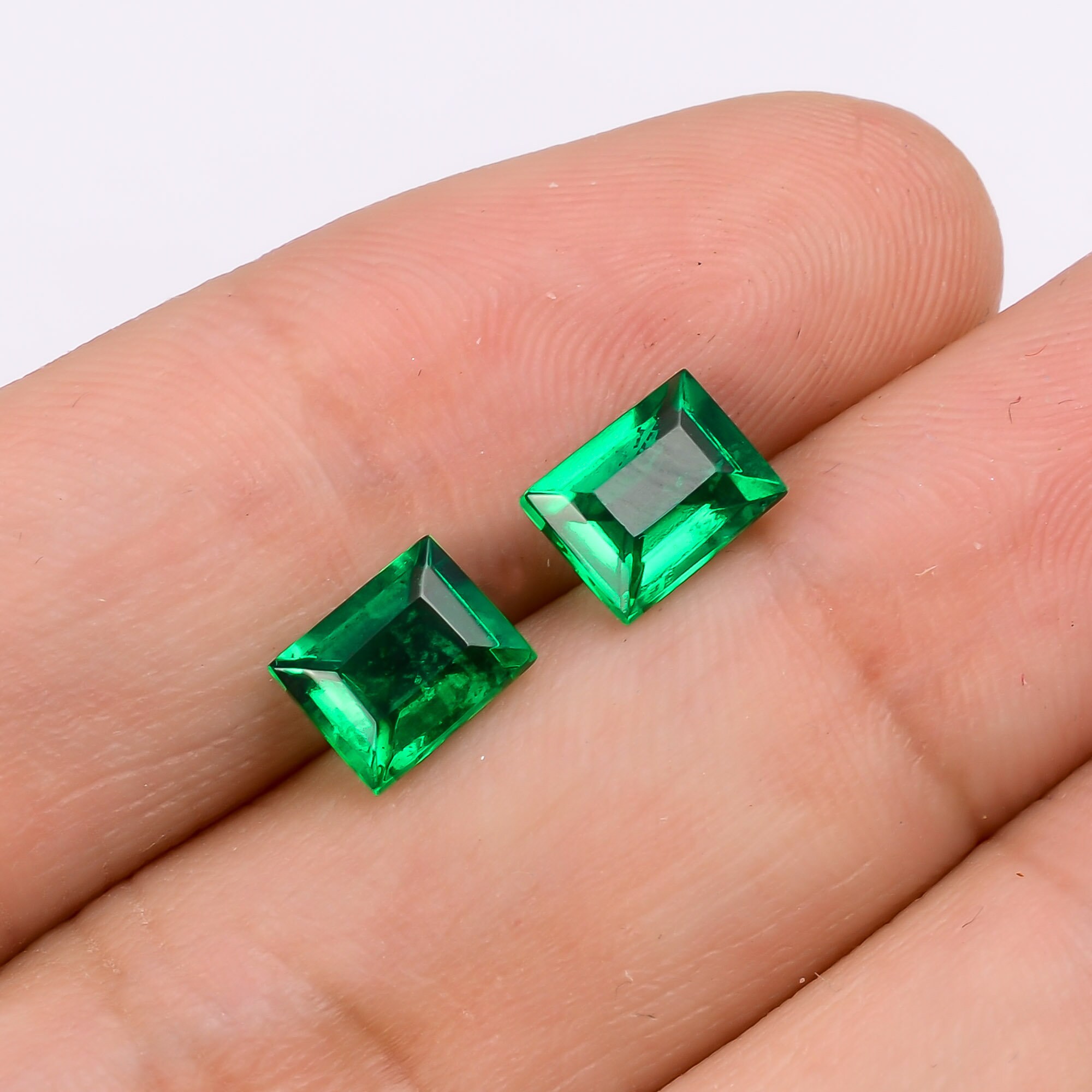 Unique Top Grade Quality Lab Created Green Emerald Rectangle Etsy