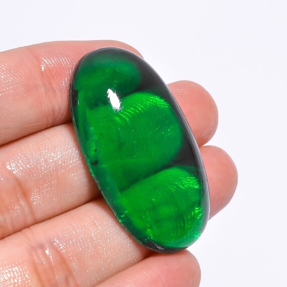 Oval Emerald Doublet Cabochon, Jewelry Making Stone (40x21x9 Mm