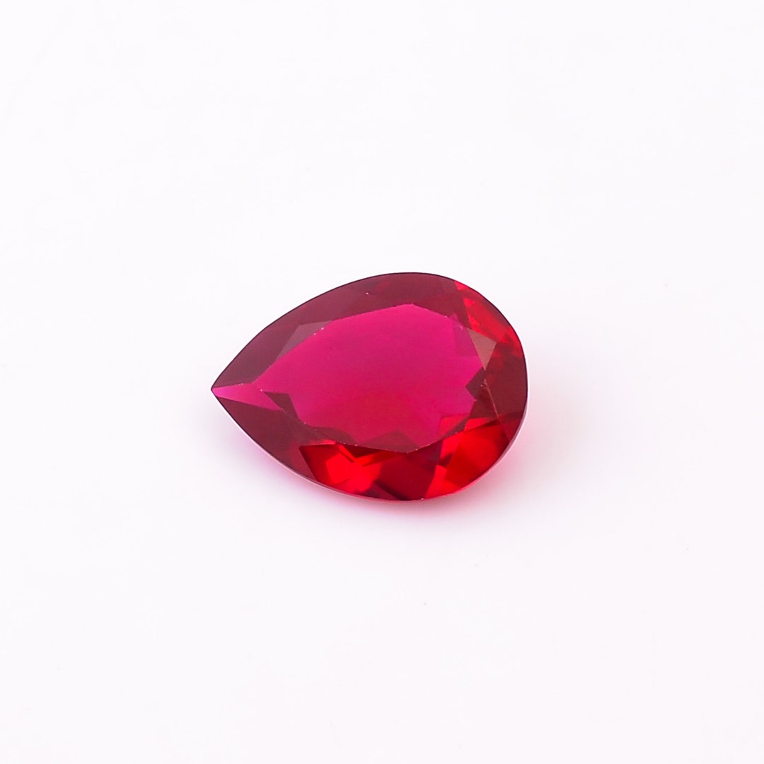 18 Ct. Lab Ruby Cut Stone Earrings Stone Transparent Ruby Pear Shape ...