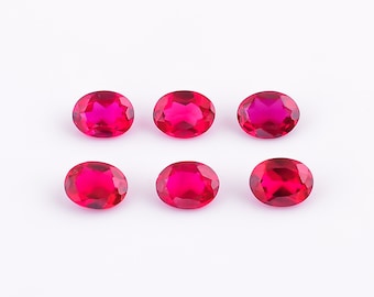 2.5 Ct. Lab Created Ruby Oval Cut Stone: 9X6X4 mm Gemstone