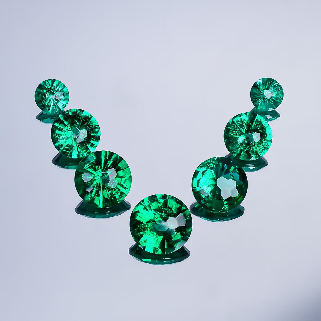 175 Ct. Lab Emerald Mastercut Pair Round Loose Gemstone Cut Fine