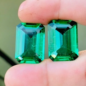 Natural Emerald Cut Pair Gemstone Radiant Shape Wedding Gift Jewelry Cut Stone Loose Emerald Rings For Making Jewelry 12x16x7 MM I-9