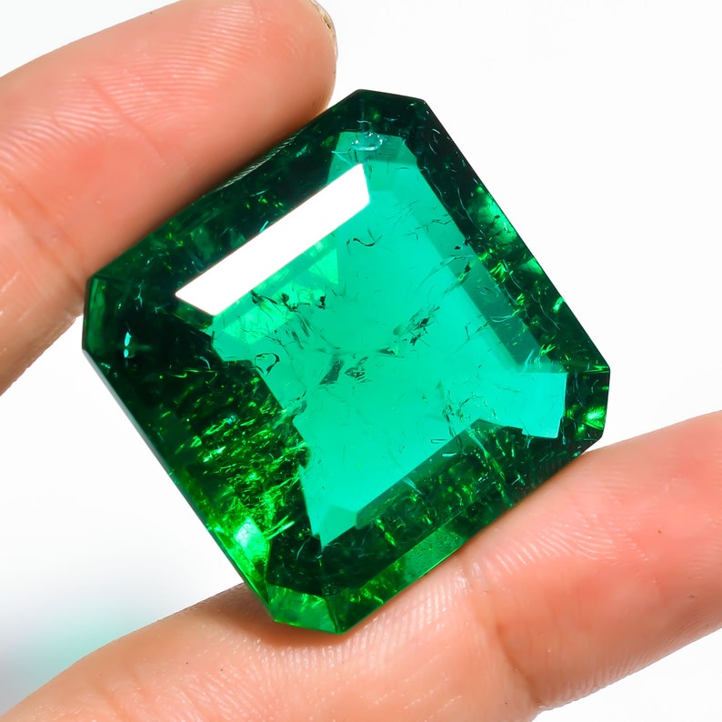 29X29X17 mm R-1945 Stunning Lab Created Emerald Square Shape Cut Stone Loose Gemstone For Making Jewelry 89 Ct