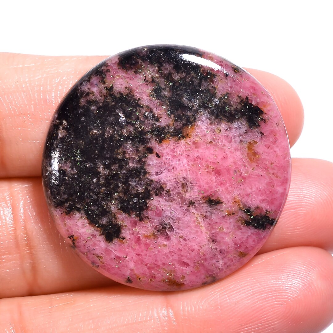 58 Ct Natural Rhodonite Cabochon Round Shape Cabochon Loose Gemstone 