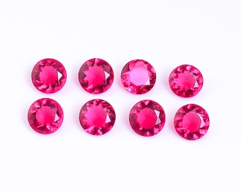 3 Ct AAA Lab Created Ruby Round Cut Stone: Jewelry Making (10X10X6 mm)