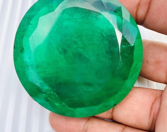 436 Ct AAA Emerald Cut Stone Natural Emerald Doublet Cut Stone Round Shape Cut Stone Loose Gemstone For Making Jewelry 60X60X13mm ZZ-705