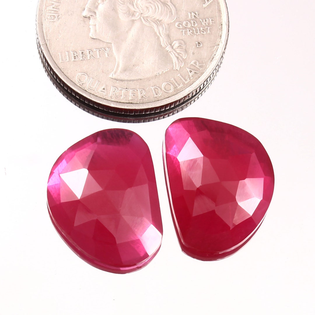 13x17.50x3 MM Lab Ruby Rose Cut Pair Red Ruby Loose Fancy Shape ...