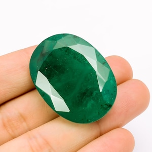 Emerald Doublet Quartz Oval Shape Cut Stone Pendant Emerald Loose Gemstone For Making Jewelry 63.5 Ct. 36X26X11 mm R-4978