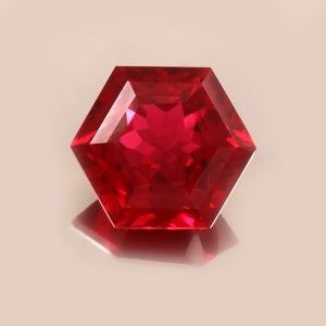 14mm Lab Ruby Gemstone: Hexagon Cut Loose Stone, 12 Carats