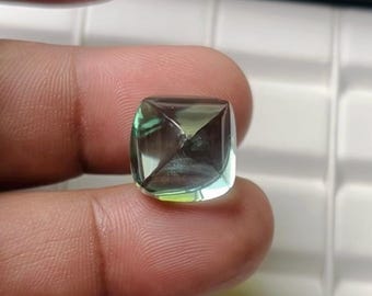 Lab Grown Green Sapphire Cabochon: Sugarloaf Gemstone, 24 Ct (14X14X10 mm)