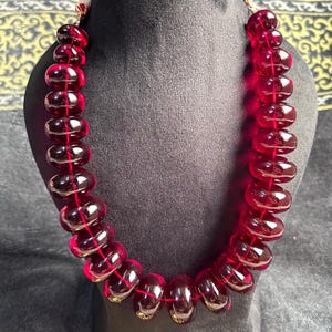 Lab Grown Ruby Cabochon Beads Necklace: 2215 Ct, 20 mm TO 30 MM