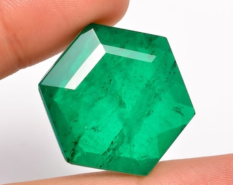 Natural Emerald Doublet Hexagon Shape Cut Stone Emerald Cut Weddings Gift Loose Gemstone 42.5 Ct. For Making Jewelry 26X26X9 mm R-91