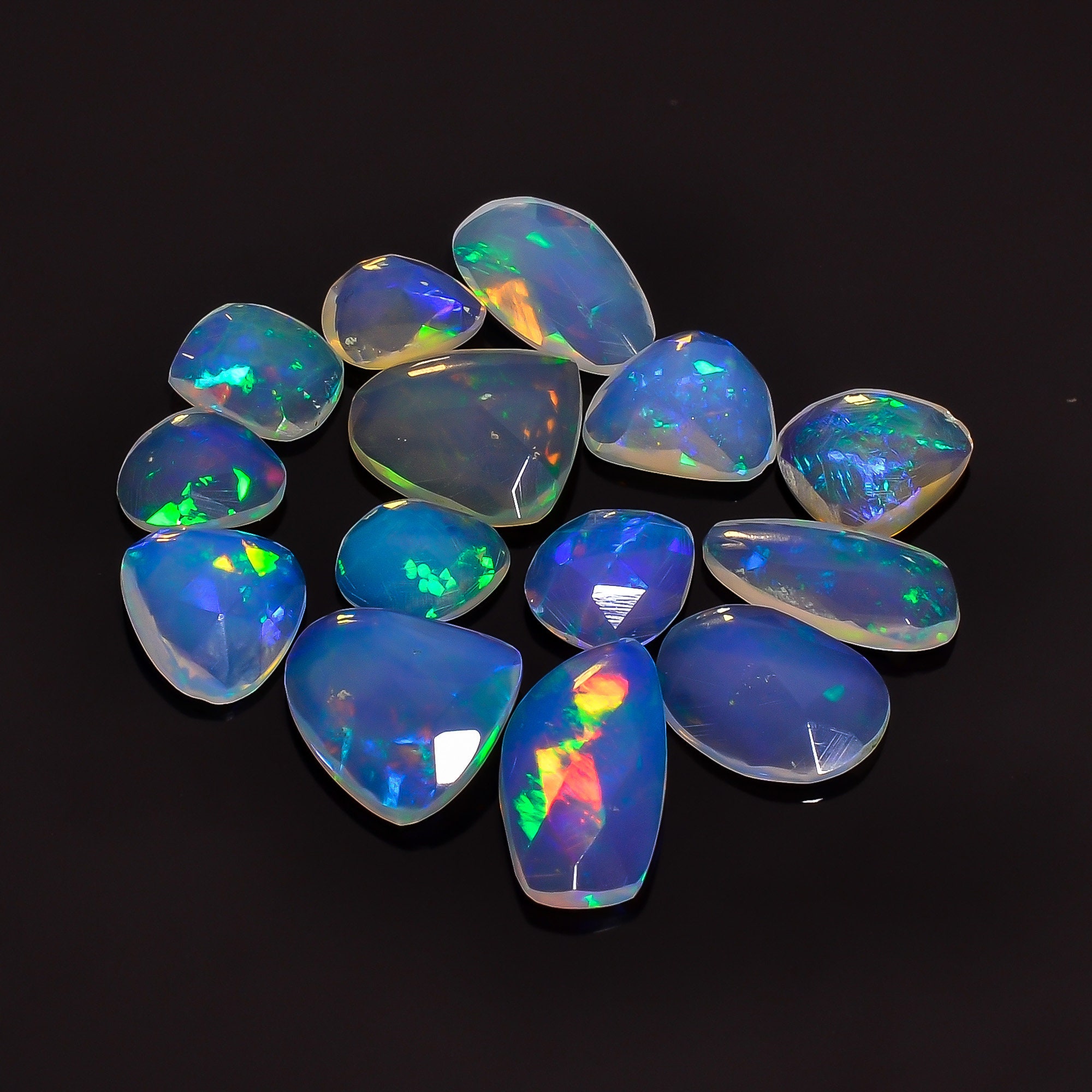 10X6 18X7 mm R-5135 Attractive A One Quality 100% Natural White Ethiopian Opal Fancy Faceted Gemstone 21 Pcs Lot For Making Jewelry 31.8 Ct