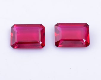 Radiant Cut Lab Created Ruby Pair: 14.5 Ct Loose Gemstones