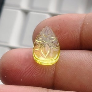 Lab Grown Zaffiro Intagliato a Forma di Pera Zaffiro Giallo Intagliato Pietra Preziosa Sciolta Anello Intagliato per Fare Gioielli 11X18.50X5 mm 11 CT Z-18
