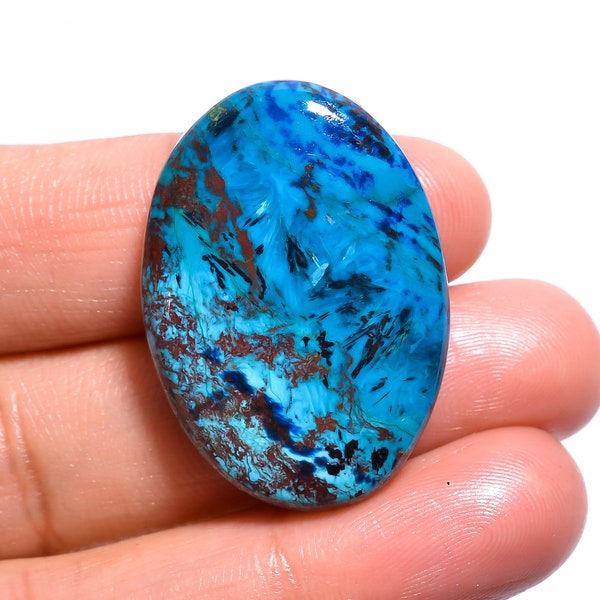 46 Ct. Azurite Cabochon Natural Azurite Oval Shape Cabochon Loose Azurite Pendant Gemstone For Making Jewelry 31X22X7 mm R-7266