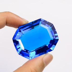 Natural Sapphire Lab Created Sapphire Fancy Shape Cut Stone Loose Gemstone For Making Jewelry 96 Ct. 39X27X16 mm CR-50