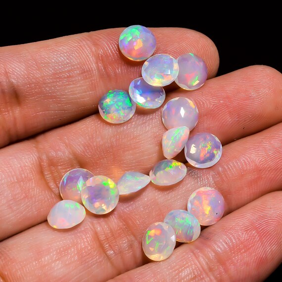Opale D'Éthiopie Naturelle - 6mm, Blanc Et Multicolore - Non Traitée