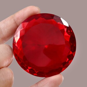 Lab Grown Ruby Round Cut Gemstone: Loose Red Gemstone 358 Carats (57X57X20 MM)