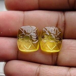 Losse gele saffier gesneden paar kussenvorm saffier gesneden losse edelsteen gesneden oorbel voor het maken van sieraden 12X14X7 mm 29 CT Z-21