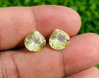 Par de zafiros amarillos de 12 mm creados en laboratorio: piedras preciosas sueltas con corte de corazón