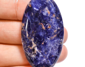 51 Ct. AAA Sodalite Cabochon Natural Sodalite Oval Shape Cabochon Loose Gemstone For Making Jewelry 45X25X6 mm R-4419