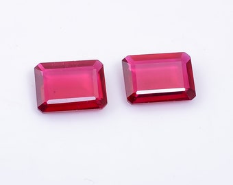 21.5 Ct Lab Created Ruby Pair: Radiant Cut Loose Gemstones