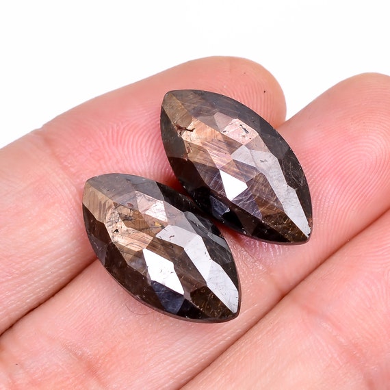 20.5 Ct Natural Golden Sapphire Rose Cut Pair Marquise Shape
