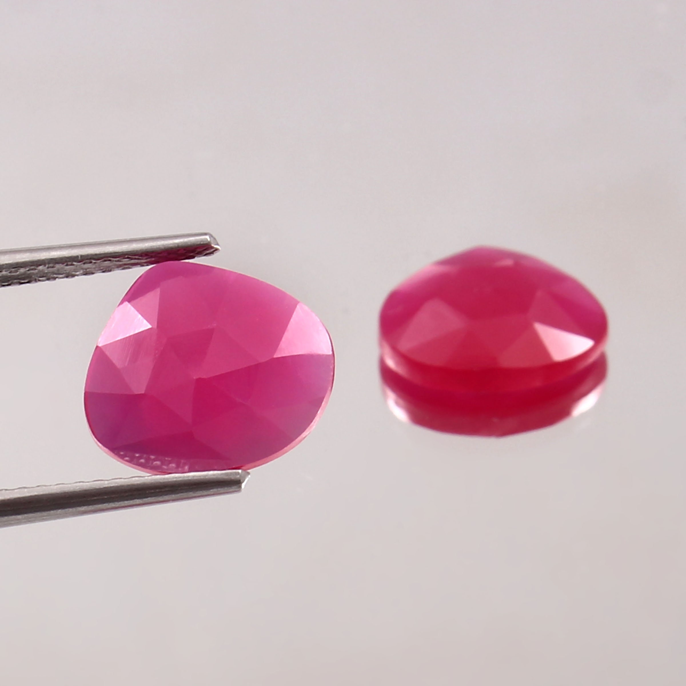 10x11x3 MM Lab Ruby Rose Cut Pair Blood Ruby Loose Fancy Cut