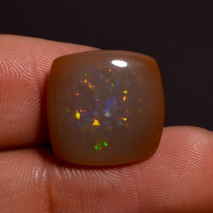 Cabujón de ópalo natural suelto Welo marrón fuego ópalo etíope en forma de cojín cabujón piedra preciosa suelta 7 ct. Para Confeccionar Joyas 15X15X5 mm R-183