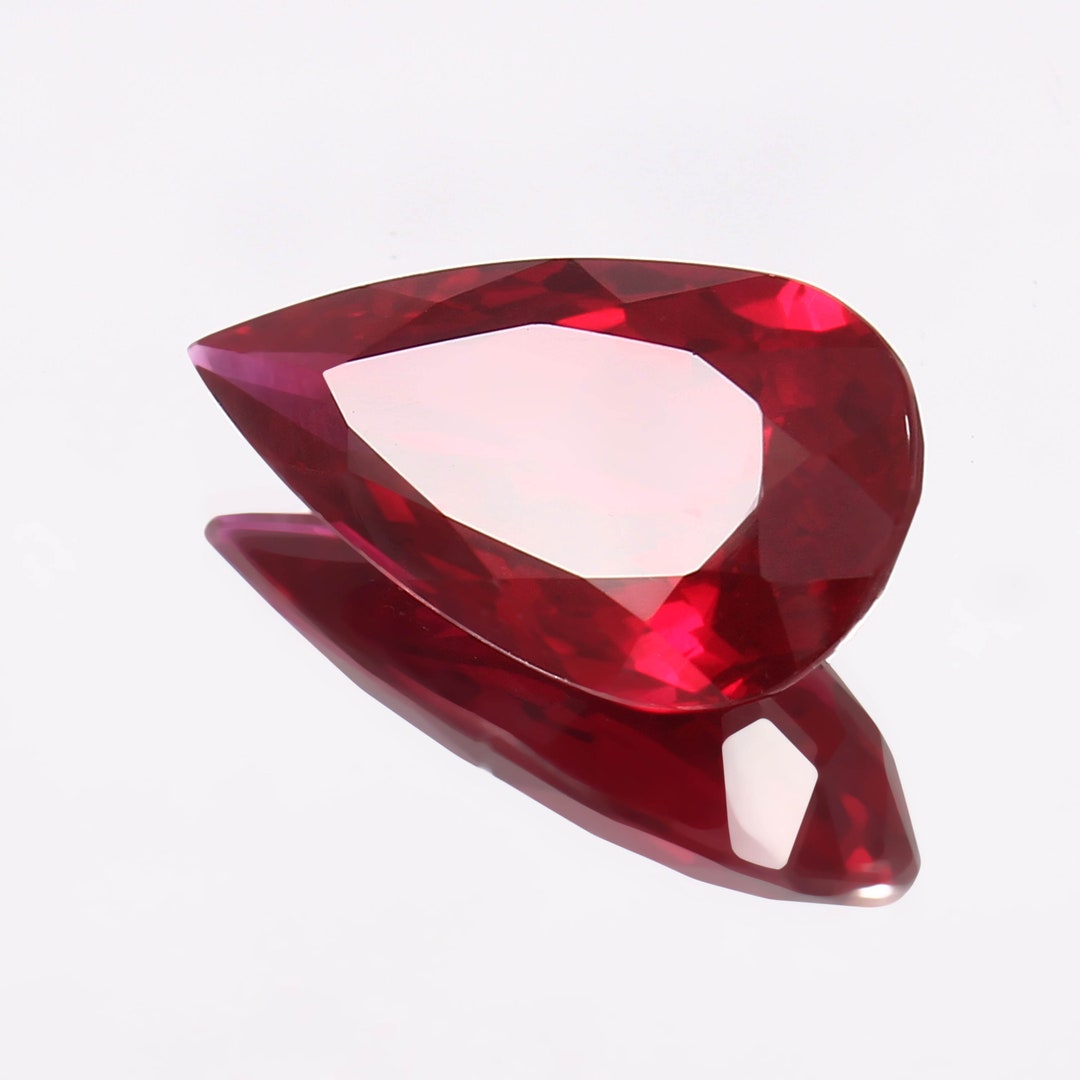 25 CT Lab Ruby Cut Gemstone Cut Ruby Pear Shape Cut Stone Loose Wedding