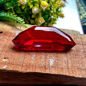 Lab Created Ruby Gemstone 1 PCS : Fancy Cut Gemstone Jewelry Making ( 32X80X16 mm)
