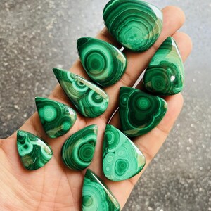 Natural Malachite Cabochon Lot Malachite PEAR Shape 10 pcs Loose Gemstone For Making Jewelry 31X39X7 mm  20X28X7 mm 619 Ct L-5