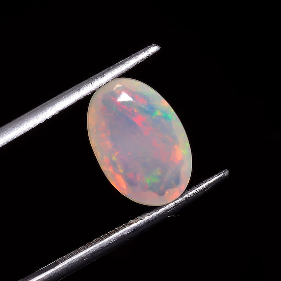White Opal Natural Welo Fire Ethiopian Opal Oval Shape Cut Stone